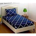 WELLNEST Microfiber Supersoft Cotton Bedsheet Set of 1 Single Bedsheet with 1 Pillow Cover, 60x90 Inches, Blue Lines