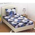 WELLNEST Microfiber Supersoft Cotton Bedsheet Set of 1 Single Bedsheet with 1 Pillow Cover, 60x90 Inches, Blue Check