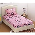 WELLNEST Microfiber Supersoft Cotton Bedsheet Set of 1 Single Bedsheet with 1 Pillow Cover, 60x90 Inches, Pink Flower