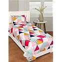 WELLNEST Microfiber Supersoft Cotton Bedsheet Set of 1 Single Bedsheet with 1 Pillow Cover, 60x90 Inches, Multi Triangles
