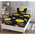 WELLNEST Microfiber Supersoft Cotton Bedsheet Set of 1 Single Bedsheet with 1 Pillow Cover, 60x90 Inches, Grey Smiley