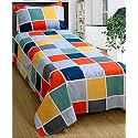 WELLNEST Microfiber Supersoft Cotton Bedsheet Set of 1 Single Bedsheet with 1 Pillow Cover, 60x90 Inches, Multi Squares