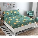 WELLNEST Microfiber Supersoft Cotton Double Bedsheet Set, 90 x 100 Inches, Light Green - Set of 1 Bedsheet with 2 Pillow Covers