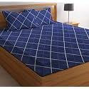 Microfiber Supersoft Cotton Double Bedsheet Set, 90 x 100 Inches, Blue Checkered - Set of 1 Bedsheet with 2 Pillow Covers