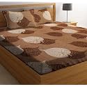 Microfiber Supersoft Cotton Double Bedsheet Set, 90 x 100 Inches, Brown Leafs - Set of 1 Bedsheet with 2 Pillow Covers