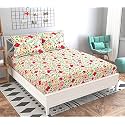 Microfiber Supersoft Cotton Double Bedsheet Set, 90 x 100 Inches, Multicolor White Flowers - Set of 1 Bedsheet with 2 Pillow Covers