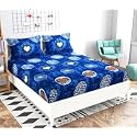 Super Soft Glace Cotton 180 TC Double Bedsheet with 2 Pillow Covers, 90x100 Inches, Dark Blue Heart