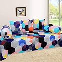 WELLNEST Microfibre Unique Patterns Diwan Cover Set of 8 Pcs (1 Bedsheet 2 Bolsters and 5 Cushion Covers - Multicolour Check, Large Size)
