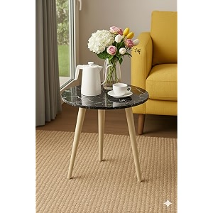 shoppee side table modern home decor coffee tea end table for living room bedroom and balcony with latest round design black engineered wood