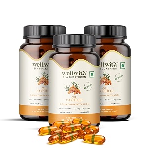 wellwith ayuzera sea buckthorn berry oil vegan omega 7 500mg 90 veg hpmc capsules pack of 3 45-day supply sea buckthorn capsules rich in omega 3 6 7 amp 9 for muscle bone heart amp skin