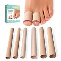 Welnove Cuttable Toe Tubes Sleeves - 6 Pack Toe Protectors for Corns, Calluses, Blisters - Fabric &amp; Breathable Gel Lining Toe Sleeve Protectors Relief Toe Pressure Pain