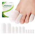 Welnove Toe Caps and Toe Protectors - 10 Pack Silicone Toe Sleeves Toe Protectors - Toe Cushions for Pain Relief, Toe Protection for Corns, Calluses (Multi-Size, Clear)