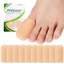 Welnove Toe Caps and Toe Protectors - 10 Pack Silicone Toe Sleeves Toe Protectors - Toe Cushions for Pain Relief, Toe Protection for Corns, Calluses (Large, Beige)