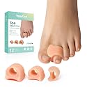 Welnove Toe Separator for Overlapping Toes - 12 PackToe Spacers for Bunions - Toe Corrector for Hammer Toes, Realign Crooked Toes - Preventing Rubbing Relieve Pressure (Multi-Size, Beige)