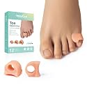 Welnove Toe Separator for Overlapping Toes - 12 Pack Toe Spacers for Bunions - Toe Corrector for Hammer Toes, Realign Crooked Toes - Preventing Rubbing Relieve Pressure (Small, Beige)