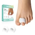 Welnove Toe Separator for Overlapping Toes - 12 PackToe Spacers for Bunions - Toe Corrector for Hammer Toes, Realign Crooked Toes - Preventing Rubbing Relieve Pressure (Medium, White)