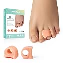 Welnove Toe Separator for Overlapping Toes - 12 PackToe Spacers for Bunions - Toe Corrector for Hammer Toes, Realign Crooked Toes - Preventing Rubbing Relieve Pressure (Medium, Beige)