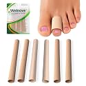 Welnove Toe Tubes Sleeves Protectors - 6 Pack Toe Cushions for Pain Relief - Fabric &amp; Breathable Gel Lining Toe Protectors for Corns, Calluses, Blisters (Medium Size)