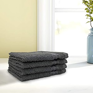 welspun 100 cotton face towel 4pc set high absorbency soft feel quik to dry 380 grey flannel