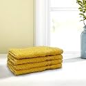 Welspun 100% Cotton Face Towel 4Pc Set High Absorbency Soft Feel Quik to Dry 380 Sunray Yellow