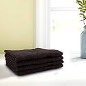 Welspun 100% Cotton Face Towel 4Pc Set High Absorbency Soft Feel Quik to Dry 380 Brown Basket