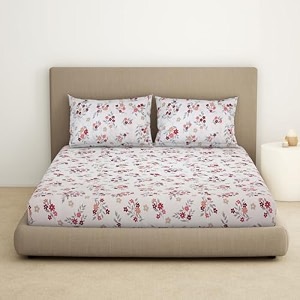 welspun double bedsheet with 2 pillow covers 220 x240 cms  43 x68 cms  dazzle softtouch and wrinklefree sateen microfiber bed sheets with ornate print light brown