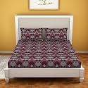 Welspun Double Bedsheet with 2 Pillow Covers 220 X240 Cms / 43 X68 Cms | Dazzle Softtouch and Wrinklefree Sateen Microfiber Bed Sheets with Ornate Print (Dark Red)