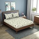 Welspun Double Bedsheet with 2 Pillow Covers 220 X240 Cms / 43 X68 Cms | Dazzle Softtouch and Wrinklefree Sateen Microfiber Bed Sheets with Ornate Print (White)