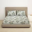 Welspun Double Bedsheet with 2 Pillow Covers 220 X240 Cms / 43 X68 Cms | Dazzle Softtouch and Wrinklefree Sateen Microfiber Bed Sheets with Ornate Print (Light Yellow)