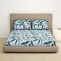 Welspun Double Bedsheet with 2 Pillow Covers 220 X240 Cms / 43 X68 Cms | Dazzle Softtouch and Wrinklefree Sateen Microfiber Bed Sheets with Ornate Print (Cream)