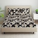 Welspun Microfiber Bedsheet for Double Bed with 2 Pillow Cover | Skin Safe &amp; Super Soft Queen Size Bed Sheet | (87 X 94 Inch) - Floral White | Dazzel