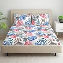 Welspun Microfiber Queen Size Bedsheet for Double Bed with 2 Pillow Covers | Skin Safe, Super Soft &amp; Easy Care Bed Sheet | Floral Print | 220 x 240 cm | Pillow Covers 43 x 68 cm | Pink