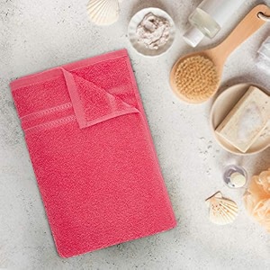 welspun quik dry bath towel 100 cotton soft fluffy amp super absorbent for men women amp kids 375 gsm 1 extra large bath towel solid 70cm x 150 cm - coral