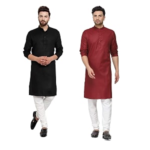 weltpocket Mens Cotton Blend Straight Kurtas Combo