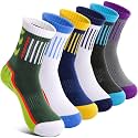 Welwoos 6 Pairs Kids Boys Girls Socks Athletic Basketball Youth Sport Crew Cotton Breathable Soft Socks