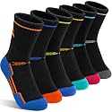 Welwoos 6 Pairs Kids Boys Girls Socks Athletic Basketball Youth Sport Crew Cotton Breathable Soft Socks