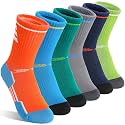 Welwoos 6 Pairs Kids Boys Girls Socks Athletic Basketball Youth Sport Crew Cotton Breathable Soft Socks