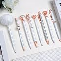 WEMATE 8Pcs Fancy Pens Set, Metal Crystal Diamond Pens White