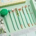 WEMATE 8Pcs Green Pens, Metal Crystal Diamond Pens with Black &amp; Blue Ink