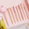 WEMATE 8Pcs Rose Gold Pens Crystal Diamond Pens with Black &amp; Blue Ink
