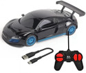 Wembley High Speed Mini 1:24 Scale Rechargeable Remote Control car with Lithium Battery (Black and Blue)