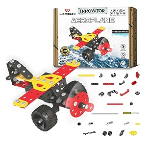 wembley innovator aeroplane toy model and home show case diy building blocks for kids  educational amp learning blocks for kids  creative mechanical construction engineering kit for 93 pcs