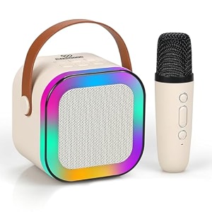 wembley karaoke machine for kids adults mini portable blue-tooth karaoke speaker with wireless microphone and dynamic lights birthday gift home ktv outdoor travel