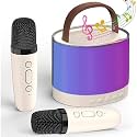 Wembley Karaoke Machine for Kids Adults with Wireless Dual Microphones Mini Portable Bluetooth Speaker & Dynamic Lights Birthday Gift Singing Toys for Girls Boys 4 5 6 7 8 9 10 Years (Random Colours)