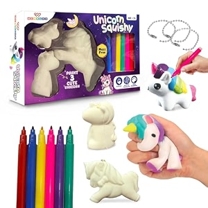 wembley squishy unicorn 3d art amp craft set diy washable painting set figuring set with 3 squishy unicorns amp 6 color pens multicolor non-toxic art set for 3 years gift for boys amp girls