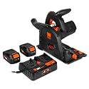 WEN Cordless 6.5-Inch Track Saw, Brushless with Variable Speed, Two 20V Max 4.0 Ah Batteries, and Charger (20691)