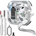 WENEW Case for AirPods 3 Case Cover Secure Lock Automatic Snap Switch Clip Cleaner Kit Lanyard Women Stylish Flower Armour Hard Shell Full Body Front LED Visible (Green Leaves, AirPods 3rd)