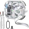 WENEW Case for AirPods Pro &amp; Pro 2 Case Cover Secure Lock Automatic Snap Switch Clip Cleaner Kit Lanyard Women Stylish Leaf Full Body Hard Shell Front LED Visible (Green Leaves, AirPods Pro &amp; Pro 2)
