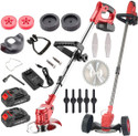 Wengonvila Cordless Grass Cutting Machine Garden Trimmer Mowing Lawn with Wheel Cordless Grass Trimmer