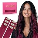 WENNALIFE Burgundy Red Clip in Hair Extensions Real Human Hair 35g 6pcs 20 Inch Colored Hair Extensions for Kids Women Colorful Hair Pieces Pop-up Style Straight Extensiones De Cabello Humano Con Clip